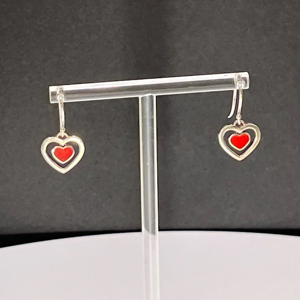 Coach Y2K VINTAGE Sterling Silver Heart Drop Earrings - Picture 4 of 8